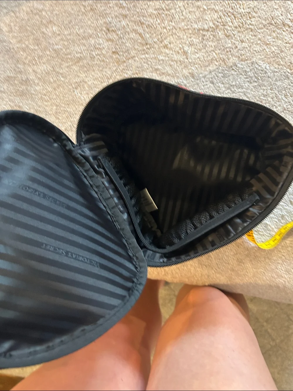 Heart-Shaped Cosmetic Case with Red Hearts on Black NWT